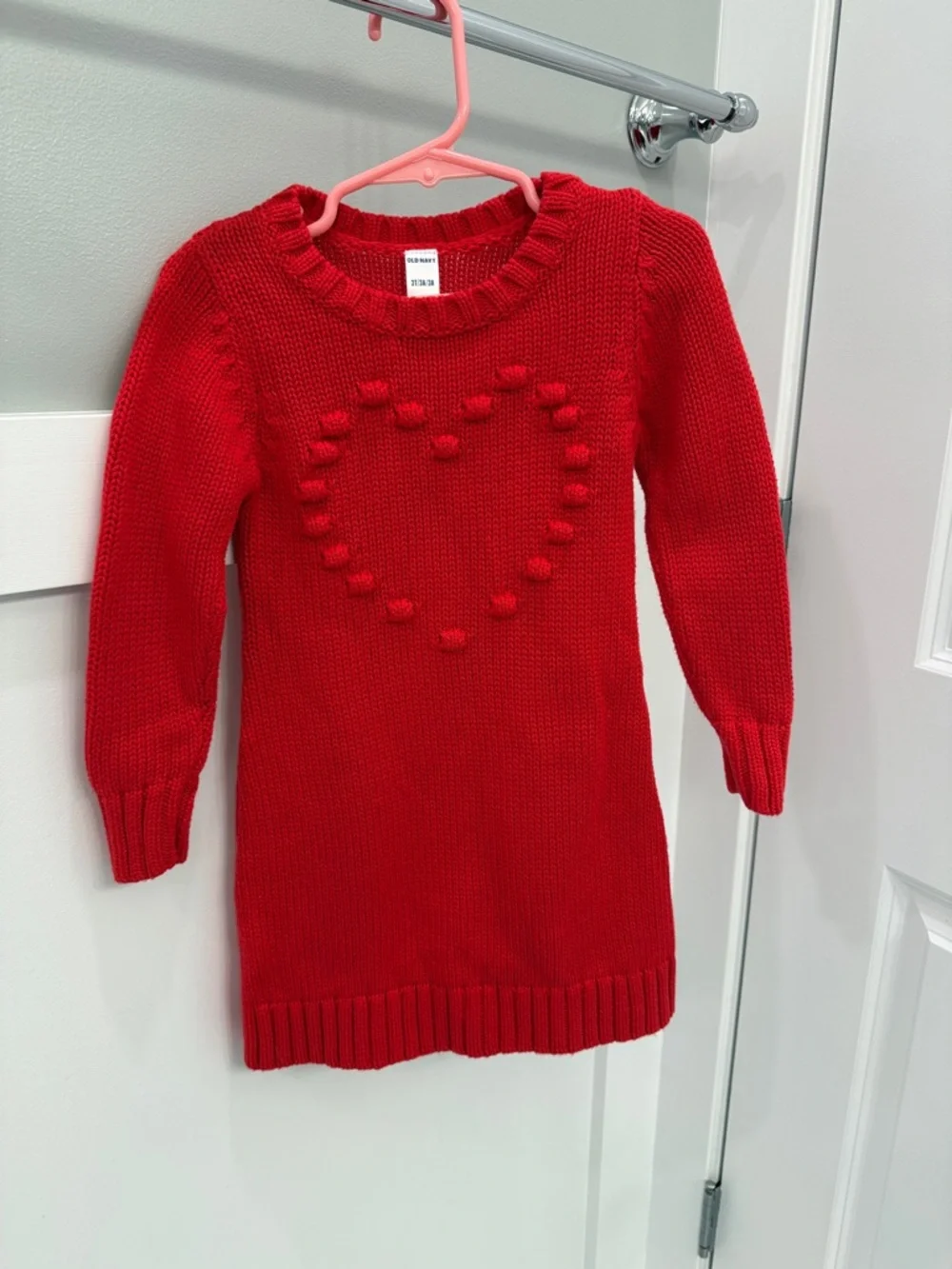 Old Navy Red Heart Bubble Knit Sweater Dress